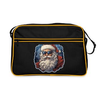 Père Noël - illustration - Sac Retro - noir/or - Devant