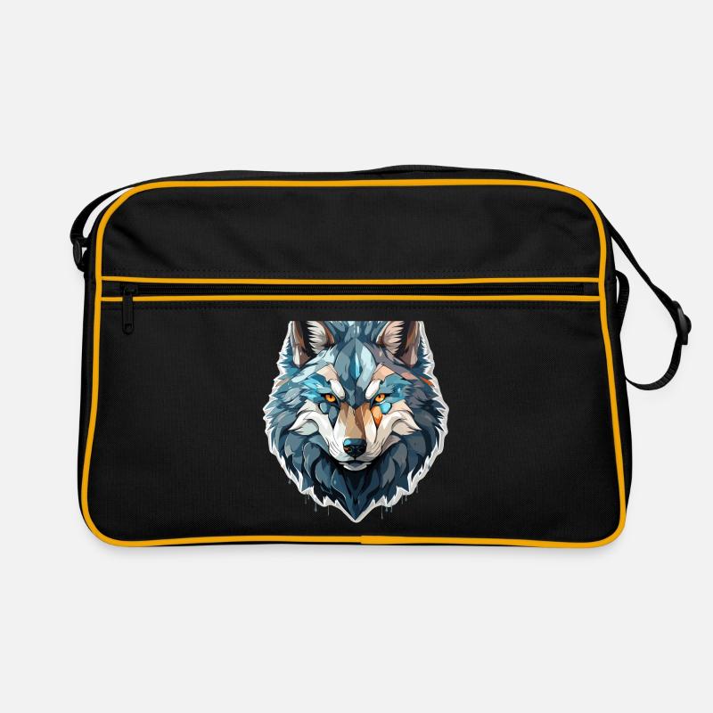 Loup - Illustration - Sac Retro - noir/or