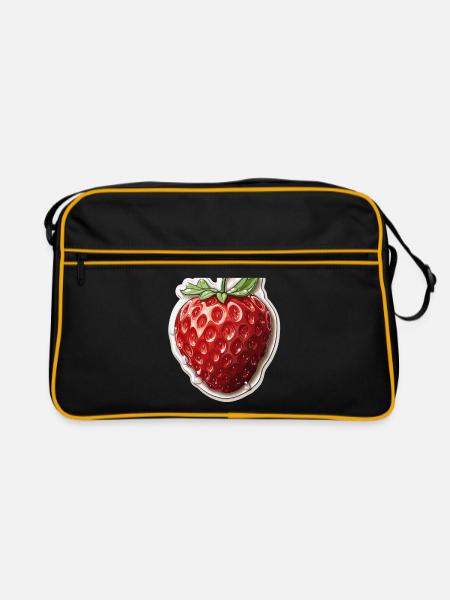 Strawberry - illustration - Retro Bag - black/gold - Front
