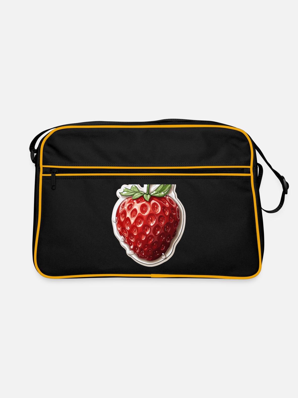 Fraise - illustration - Sac Retro - noir/or - Devant