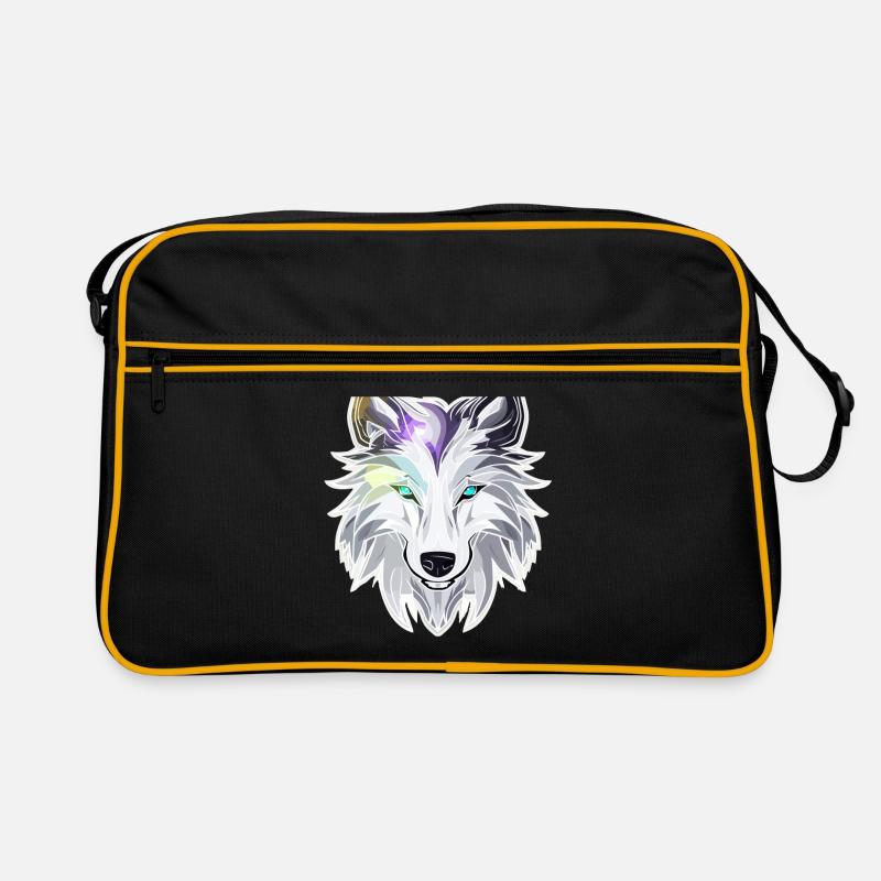 Wolf - Illustration - Retro Tasche - Schwarz/Gold