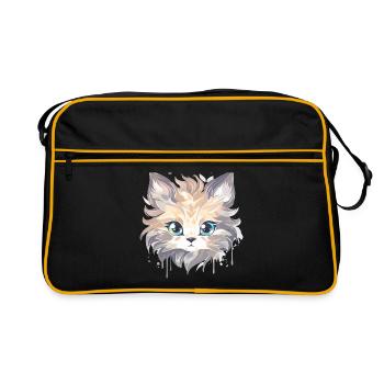 Chat - illustration - Sac Retro - noir/or - Devant