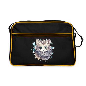 Chat - illustration - Sac Retro - noir/or - Devant