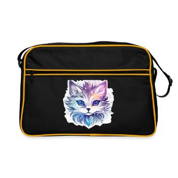 Chat - illustration - Sac Retro - noir/or - Devant