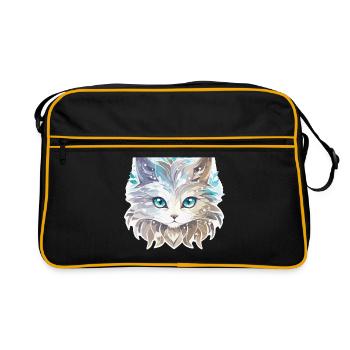 Chat - illustration - Sac Retro - noir/or - Devant