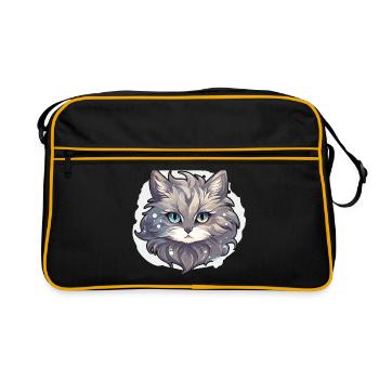 Chat - illustration - Sac Retro - noir/or - Devant