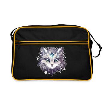 Chat - illustration - Sac Retro - noir/or - Devant