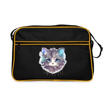 Chat - illustration - Sac Retro - noir/or - Devant