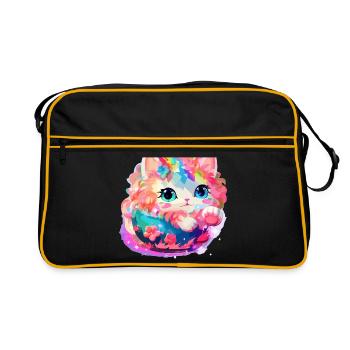 Chat - illustration - Sac Retro - noir/or - Devant