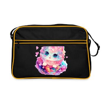 Chat - illustration - Sac Retro - noir/or - Devant