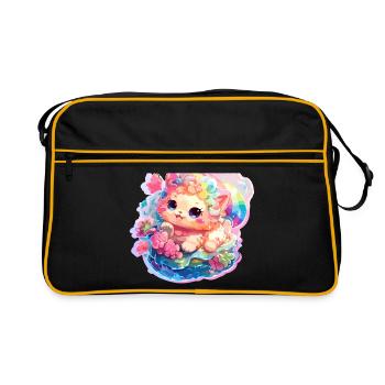 Chat - illustration - Sac Retro - noir/or - Devant
