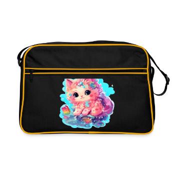 Chat - illustration - Sac Retro - noir/or - Devant