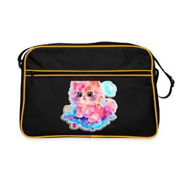 Chat - illustration - Sac Retro - noir/or - Devant