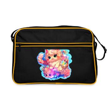 Chat - illustration - Sac Retro - noir/or - Devant