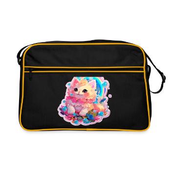 Chat - illustration - Sac Retro - noir/or - Devant