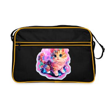 Chat - illustration - Sac Retro - noir/or - Devant