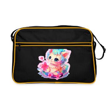 Chat - illustration - Sac Retro - noir/or - Devant