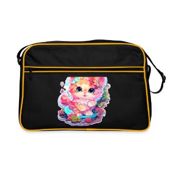 Chat - illustration - Sac Retro - noir/or - Devant