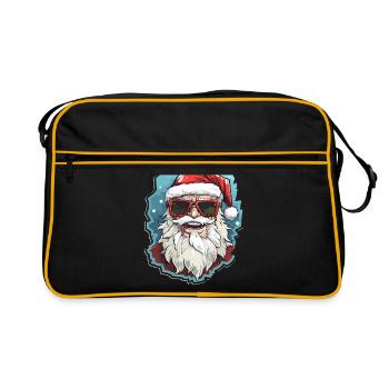 Père Noël - illustration - Sac Retro - noir/or - Devant