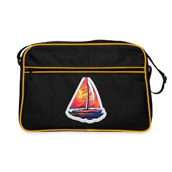 Voilier - illustration - Sac Retro - noir/or - Devant