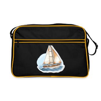 Voilier - illustration - Sac Retro - noir/or - Devant
