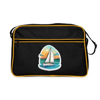 Voilier - illustration - Sac Retro - noir/or - Devant