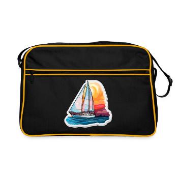 Segelboot - Illustration - Retro Tasche - Schwarz/Gold - Vorne