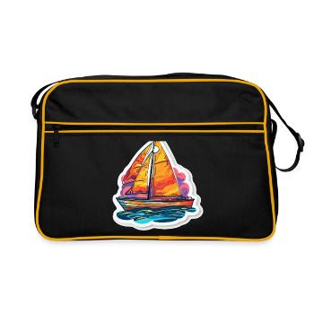 Voilier - illustration - Sac Retro - noir/or - Devant