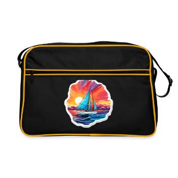 Voilier - illustration - Sac Retro - noir/or - Devant