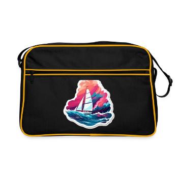 Segelboot - Illustration - Retro Tasche - Schwarz/Gold - Vorne