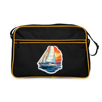 Voilier - illustration - Sac Retro - noir/or - Devant
