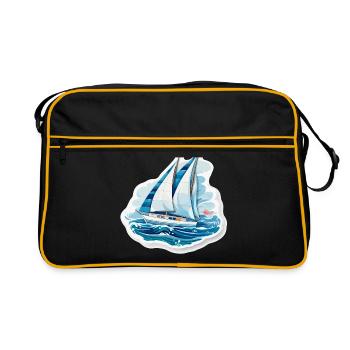 Voilier - illustration - Sac Retro - noir/or - Devant