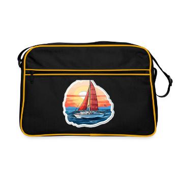 Voilier - illustration - Sac Retro - noir/or - Devant