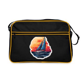 Voilier - illustration - Sac Retro - noir/or - Devant