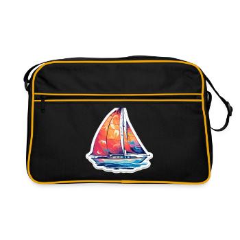 Voilier - illustration - Sac Retro - noir/or - Devant
