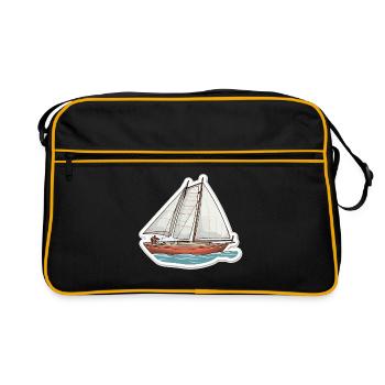 Voilier - illustration - Sac Retro - noir/or - Devant