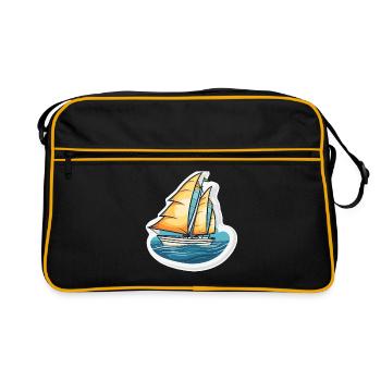 Voilier - illustration - Sac Retro - noir/or - Devant