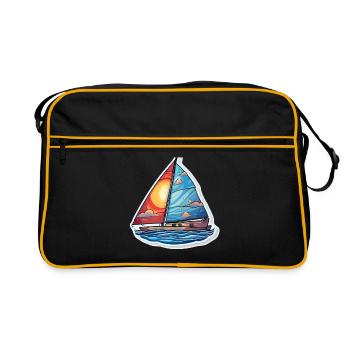 Voilier - illustration - Sac Retro - noir/or - Devant