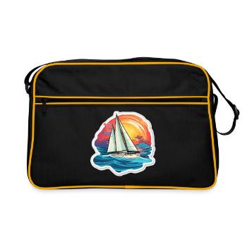 Voilier - illustration - Sac Retro - noir/or - Devant