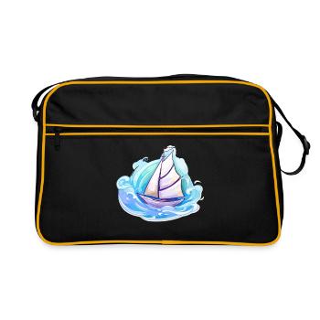 Voilier - illustration - Sac Retro - noir/or - Devant