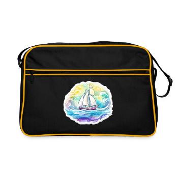 Voilier - illustration - Sac Retro - noir/or - Devant