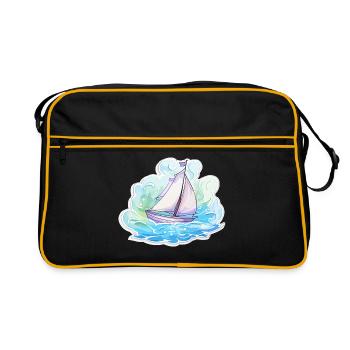 Voilier - illustration - Sac Retro - noir/or - Devant