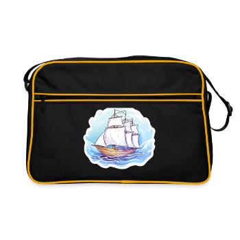Voilier - illustration - Sac Retro - noir/or - Devant