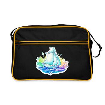 Voilier - illustration - Sac Retro - noir/or - Devant