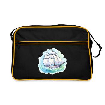 Voilier - illustration - Sac Retro - noir/or - Devant
