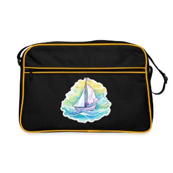 Voilier - illustration - Sac Retro - noir/or - Devant