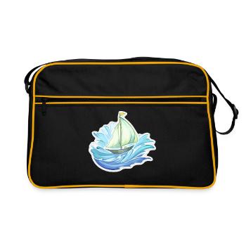 Voilier - illustration - Sac Retro - noir/or - Devant