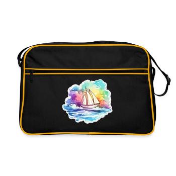 Voilier - illustration - Sac Retro - noir/or - Devant