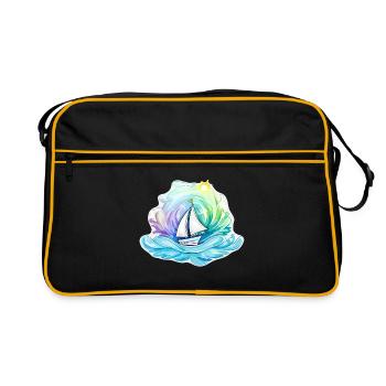 Voilier - illustration - Sac Retro - noir/or - Devant