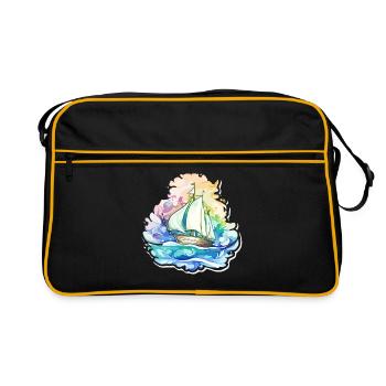 Voilier - illustration - Sac Retro - noir/or - Devant